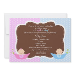 Peas in the Pod Baby Gender Reveal Party Invitations Gender Reveal Party Baby Shower Invitations zazzle_invitation
