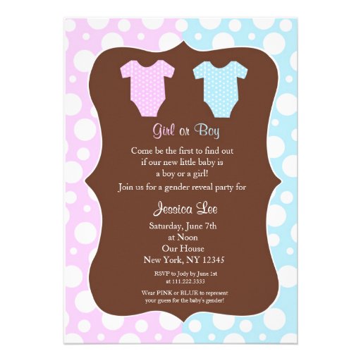 Gender Reveal Party Baby Shower Invitations