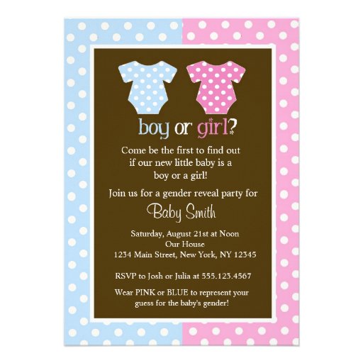 Gender Reveal Party Baby Shower Invitations (front side)