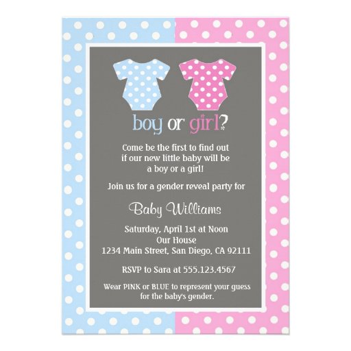 Gender Reveal Party Baby Shower Invitations (front side)