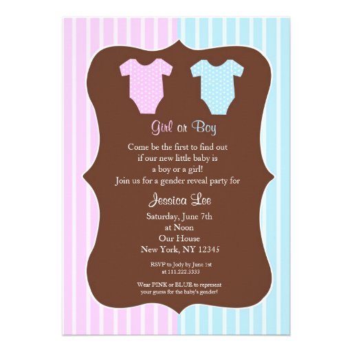 Gender Reveal Party Baby Shower Invitations