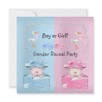 Gender Reveal Party Boy or Girl Blue & Pink Custom Announcement