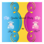 Gender Reveal Party Boy or Girl Pink Blue Yellow Announcement