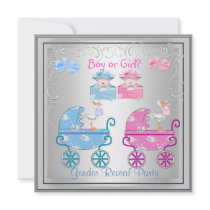 Gender Reveal Party Boy or Girl Silver Invites