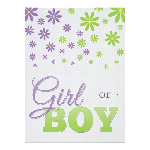 Gender Reveal Party Daisies Invitation (front side)