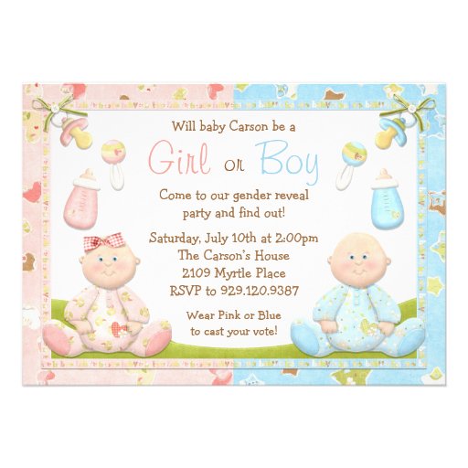 Gender Reveal Party Invitation (front side)