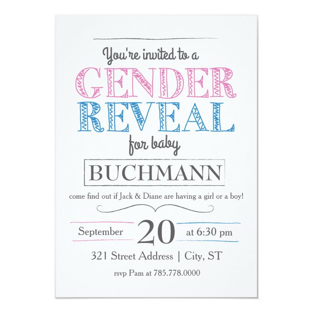 Gender Reveal Party Invitation (front side)