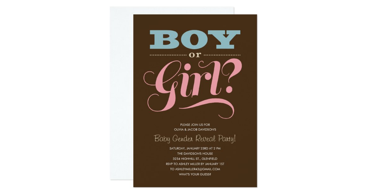 Gender Reveal Party Invitations Zazzle