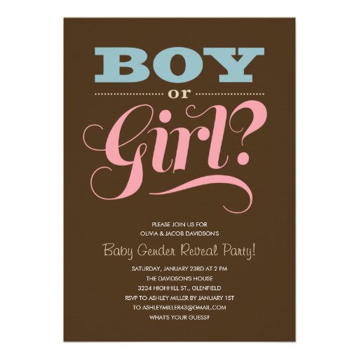Gender Reveal Party Invitations (front side)