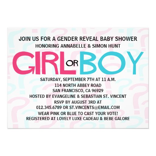 Gender Reveal Party Invitations (front side)