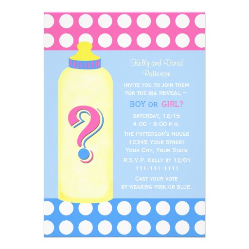 Gender Reveal Party Invitations -- Baby Bottle