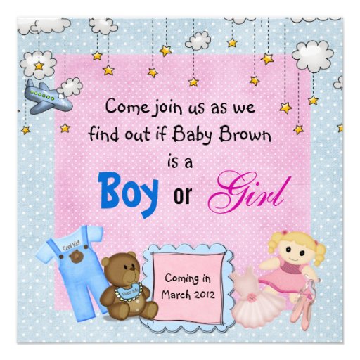 Gender Reveal Party Personalized Invite (front side)