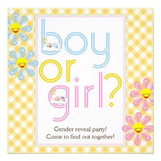 Gender reveal party text design & sleeping babies
