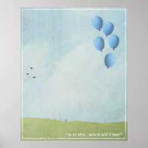 Gender Reveal Poster - Pink Balloons - 16x20