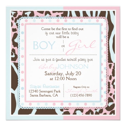 Gender Reveal Safari Party Invitation SQ