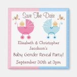 Gender Reveal Save The Date Babies in Strollers Refrigerator Magnet