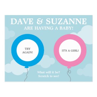 Gender Reveal Scratcher (not a real scratcher) Postcards