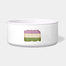 GENDERQUEER PRIDE FLAG - Vintage Pet Food Bowl