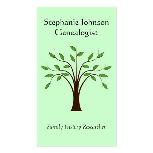 Genealogist Genealogy Tree Custom Business Card 1 (front side)