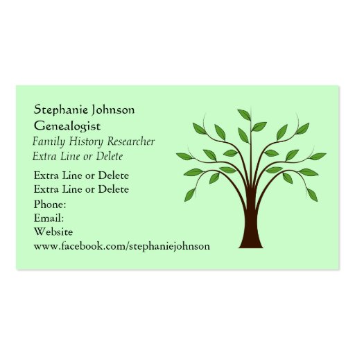 Genealogist Genealogy Tree Custom Business Card 2 (back side)