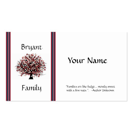 GENEALOGY PROFILE CARD BUSINESS CARD TEMPLATE (front side)