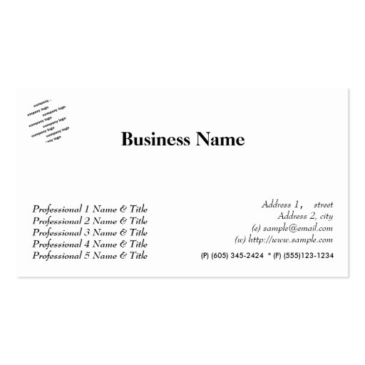 General appointment business card (front side)