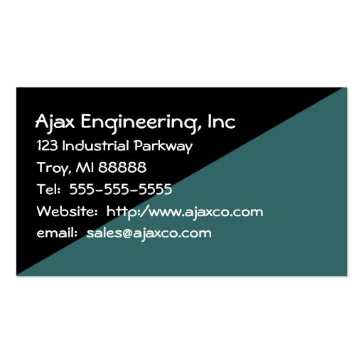 General Business Card in Black and Slate Green (front side)