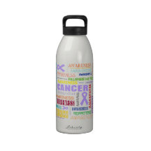 General Cancer Awareness Collage Water Bottles