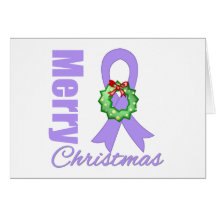 General Cancer Awareness Merry Christmas Ribbon Cards