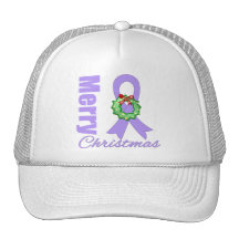 General Cancer Awareness Merry Christmas Ribbon Trucker Hats