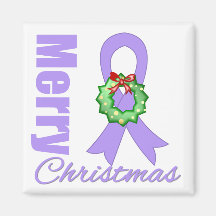General Cancer Awareness Merry Christmas Ribbon Fridge Magnets