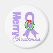 General Cancer Awareness Merry Christmas Ribbon Fridge Magnet