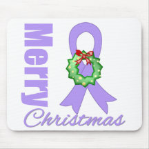 General Cancer Awareness Merry Christmas Ribbon Mousepads