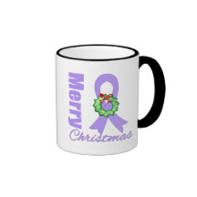 General Cancer Awareness Merry Christmas Ribbon Coffee Mugs
