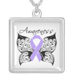 General Cancer Awareness Tattoo Butterfly necklaces
