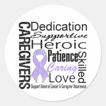 General Cancer Caregivers Collage Round Sticker