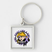 General Cancer Fight Like A Girl Attitude Key Chains