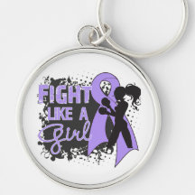 General Cancer Fight Like A Girl Grunge Keychain