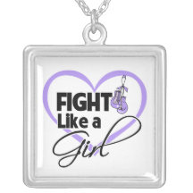 General Cancer Fight Like a Girl Heart Necklaces