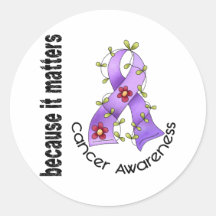 General Cancer Flower Ribbon 3 Sticker