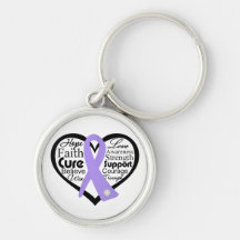 General Cancer Heart Ribbon Collage Keychain