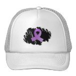 General Cancer Lavender Ribbon With Scribble Trucker Hats