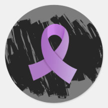General Cancer Lavender Ribbon With Scribble Round Stickers