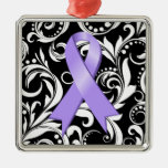 General Cancer Ribbon Deco Noir Christmas Ornament