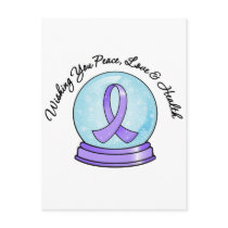 General Cancer Ribbon Merry Christmas Snowglobe postcards