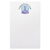 General Cancer Ribbon Merry Christmas Snowglobe stationery