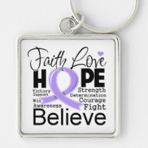 General Cancer Typographic Faith Love Hope Key Chain