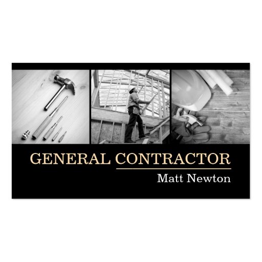 General Contractor Builder Manager Construction Business Card Templates (front side)