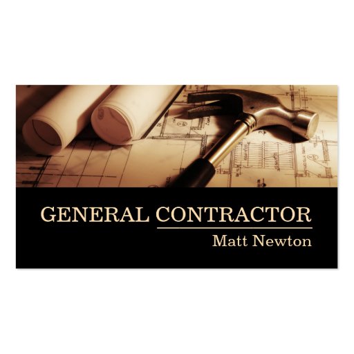 General Contractor Builder Manager Construction Business Cards (front side)