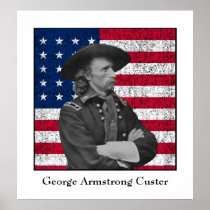 General Custer and The American Flag Print